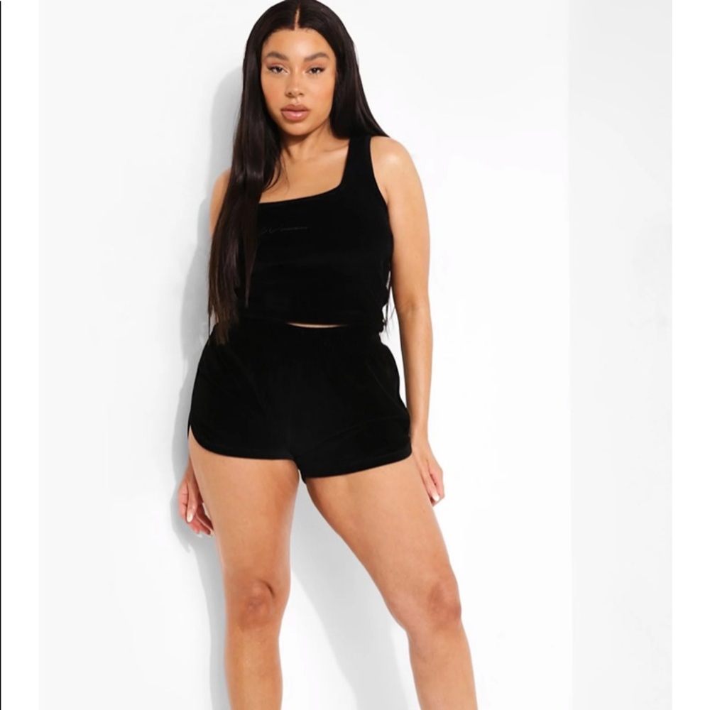 Plus Racer Neck Top & Short Two-Piece